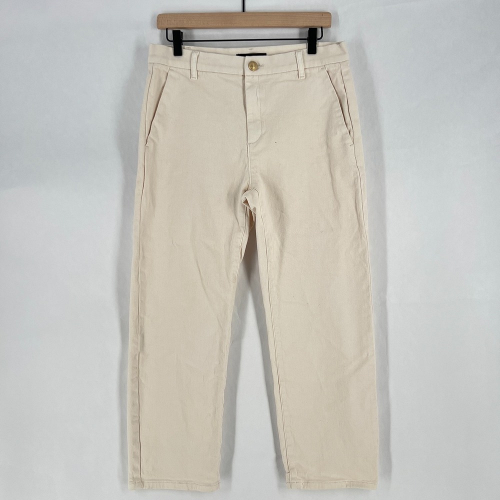 Kobi Halperin Pants Womens 31 Beige Cotton Stretch Twill High Rise Straight Leg‎